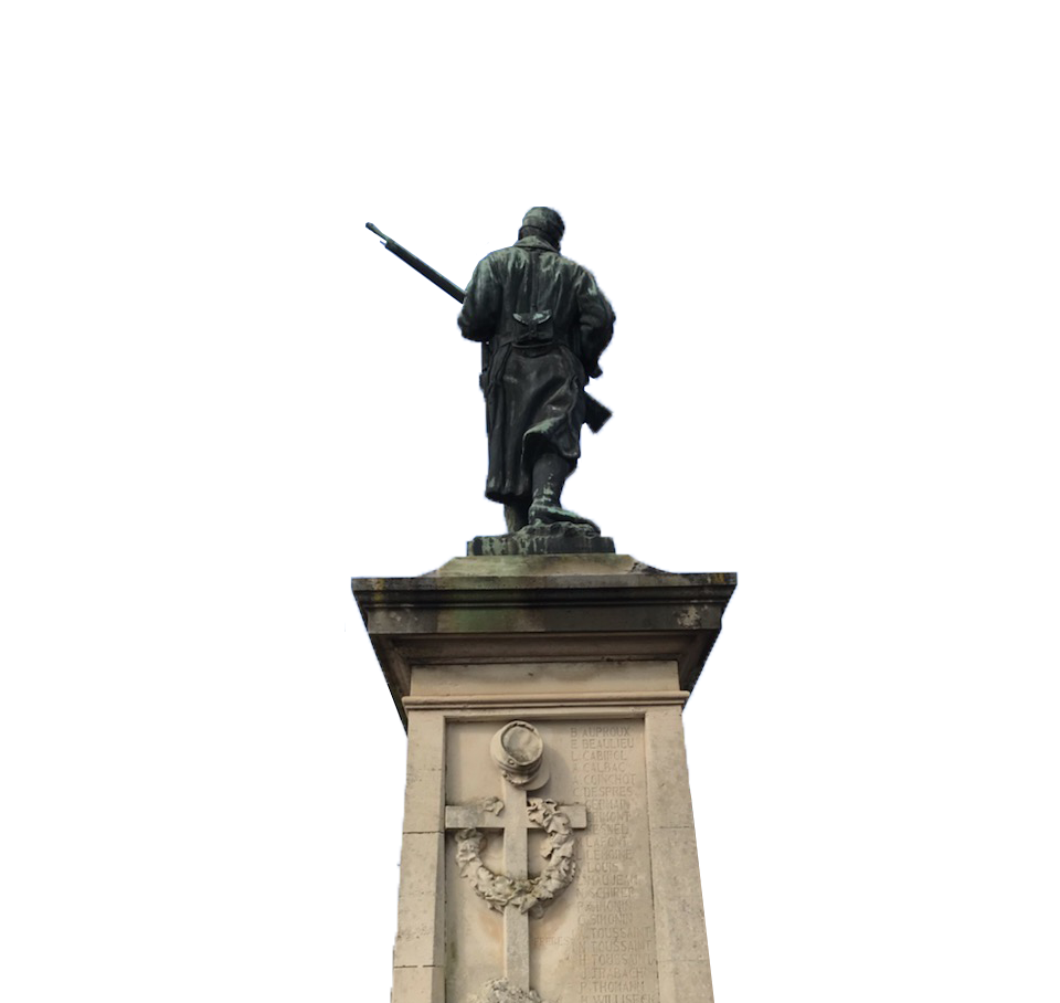 Statue en bronze d'un soldat de dos